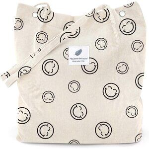 Corduroy Tote Bags for Women Large Capacity Reusable Grocery Shoulder Durable